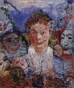 James Ensor Old Woman with Masks Norge oil painting reproduction